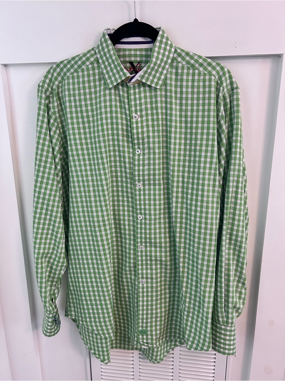 Robert Graham Green Gingham Button Down Shirt Flip Cuff Men’s Medium